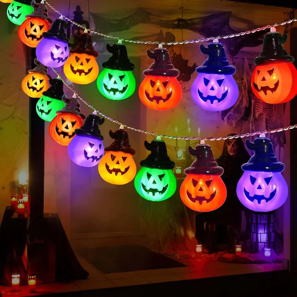 Guirlande LED citrouilles RGB multicolore, intérieur/extérieur