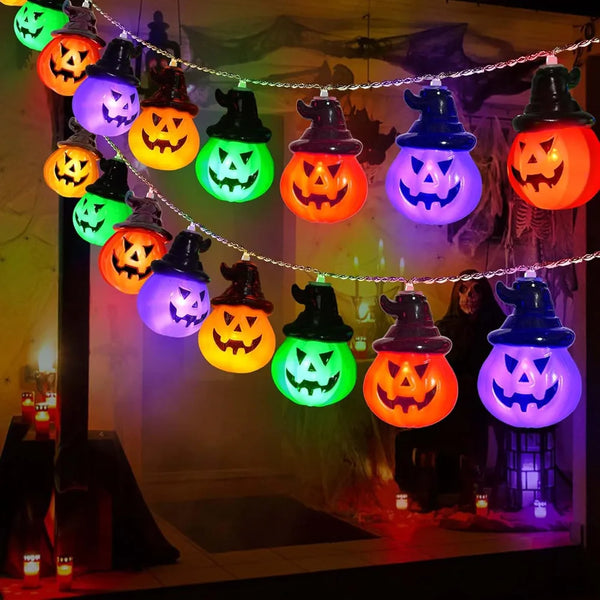 Guirlande LED citrouilles RGB multicolore, intérieur/extérieur