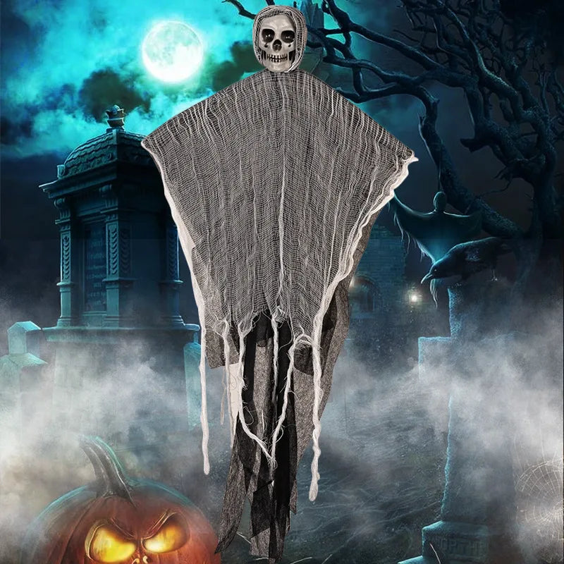 Fantôme tête de mort à suspendre, décoration Halloween