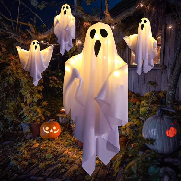 Fantôme blanc LED à suspendre, décoration Halloween intérieur/extérieur