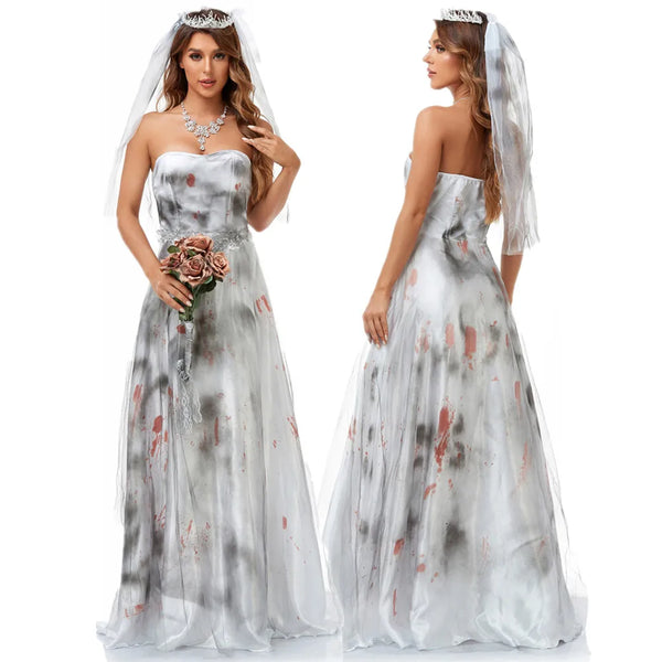 Robe de mariée fantôme gothique avec voile