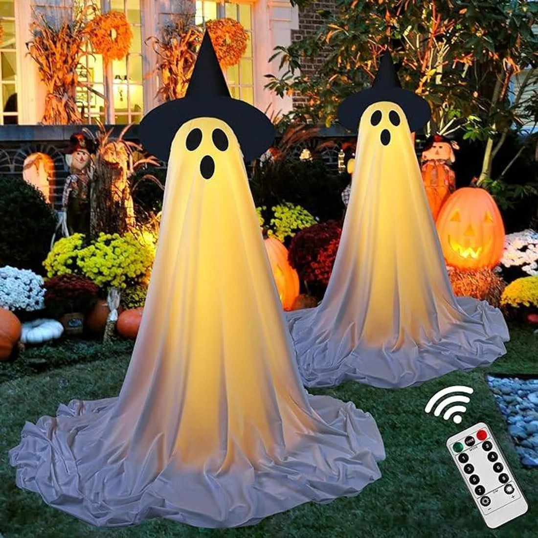 Fantôme à suspendre avec guirlande lumineuse, décoration Halloween