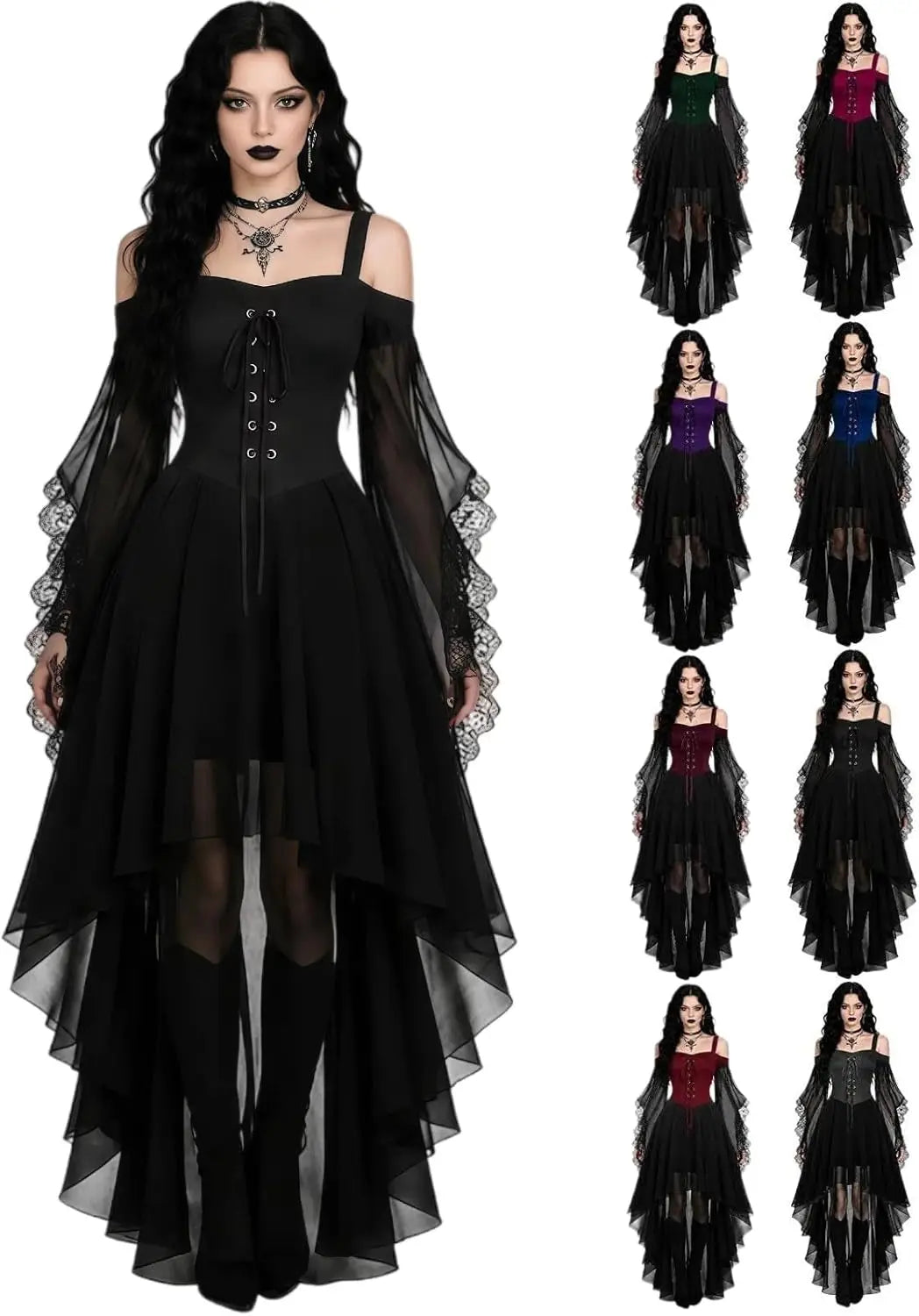 Robe de sorcière gothique manches papillon