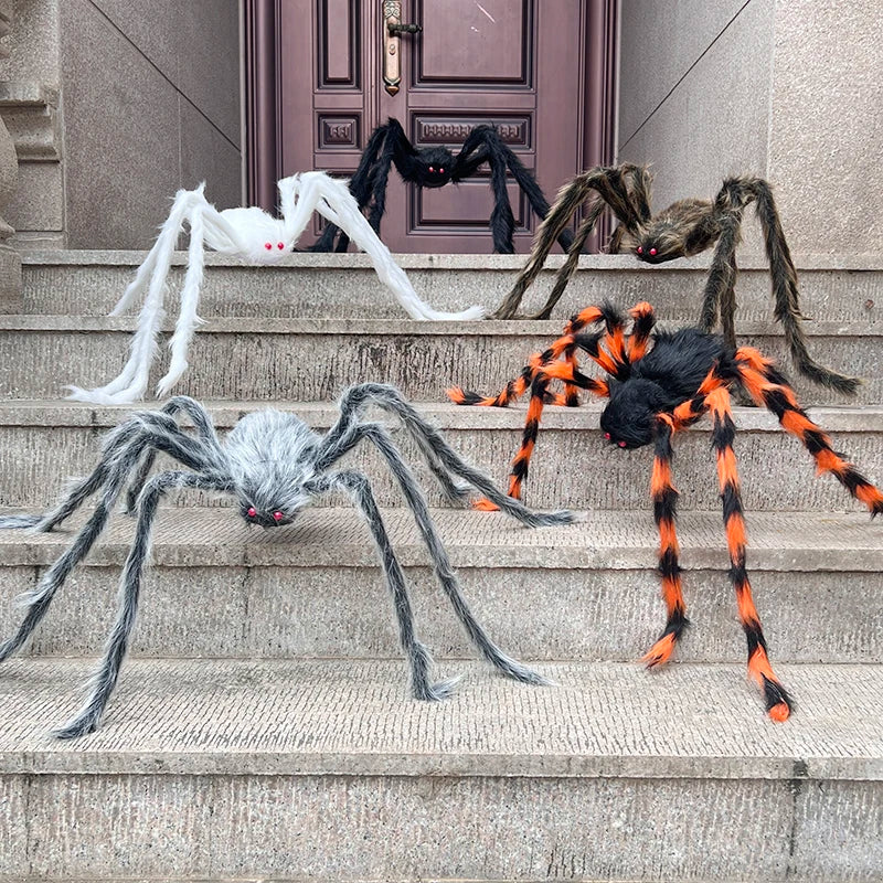 Araignée géante noire en peluche, décoration Halloween intérieur/extérieur